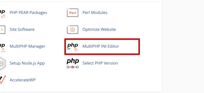 Find MultiPHP INI Editor in cPanel