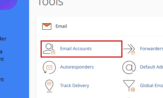 Email Accounts option in the Email section of cPanel