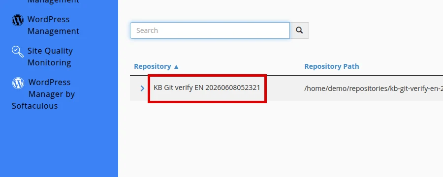 Confirm cPanel started cloning the repository