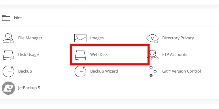 Find Web Disk in cPanel