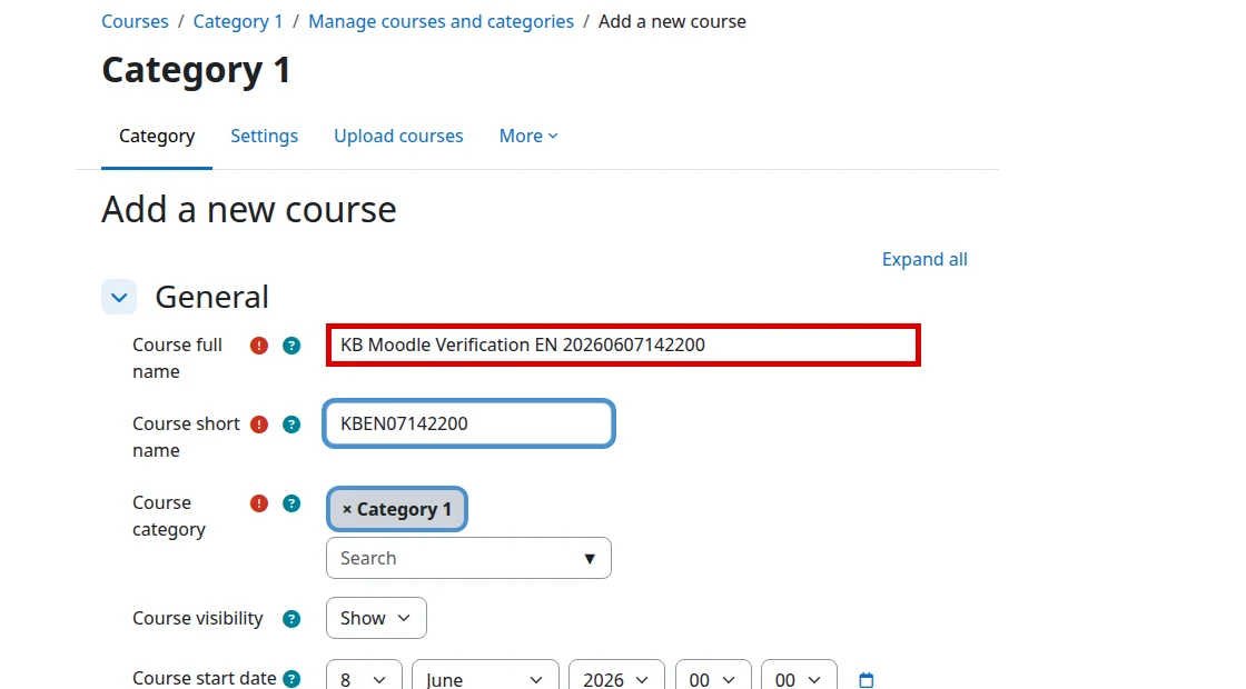 Course full name and Course short name fields in English Moodle